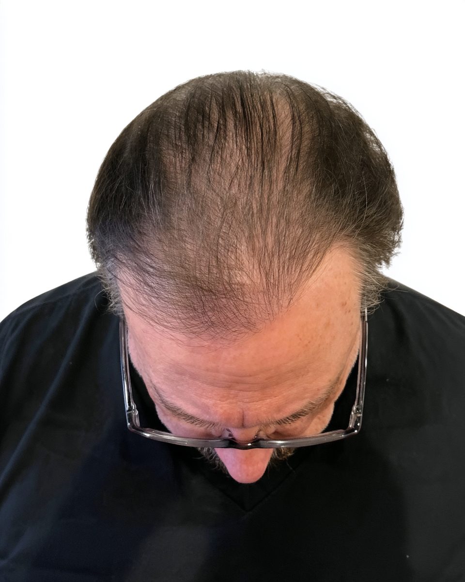 Full scalp, soft hairline: before treatment
